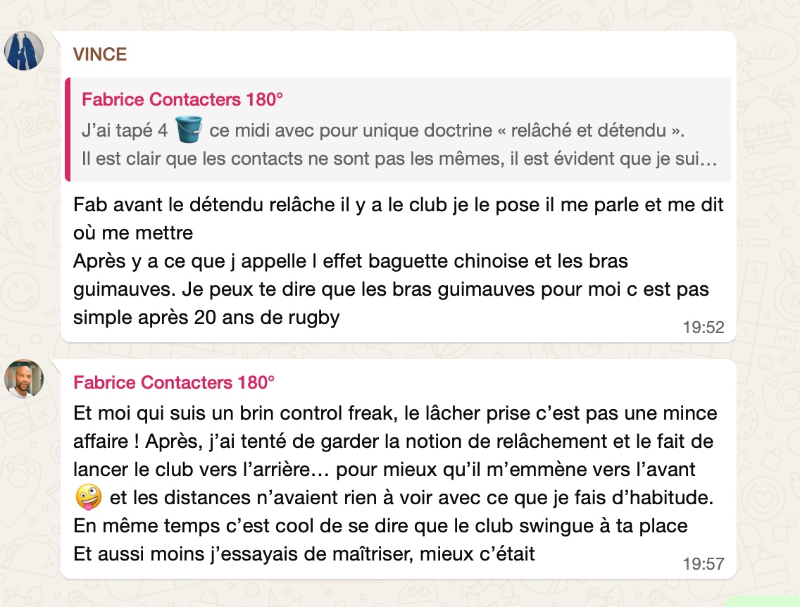 Résultat élève 180° Golf