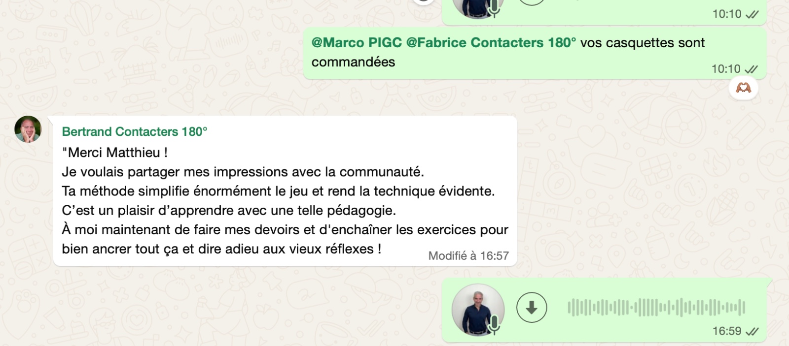 Résultat élève 180° Golf