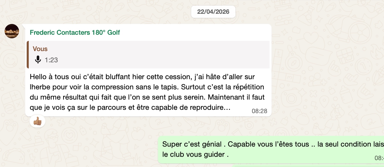 Résultat élève 180° Golf